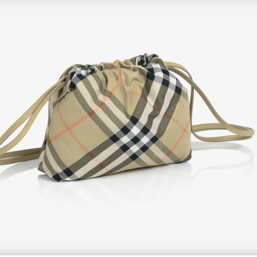 Burberry Tan and Black Crossbody Bag with Iconic Check Pattern